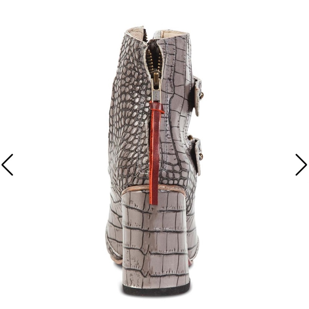 FREEBIRD BY STEVEN JOEY BOOTS IN STONE CROCO LEATHER W/FLARED WRAP HEEL SIZE 8 - Picture 7 of 16